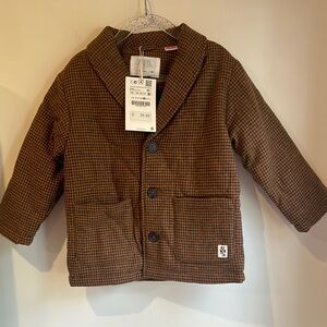 Brown Checkered Kids Jacket